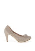Le Babe Metallic Cluster Bow Heeled Shoes, Beige image