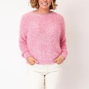 Le Comte Shaggy Crew Neck Sweater, Pink