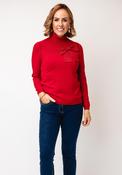 Leo &amp; Ugo High Neck Embellished Bow Detail Jumper, Red image