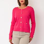 Leo &amp; Ugo Embellished Button-Down Cardigan, Fuchsia