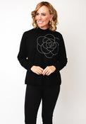 Leo &amp; Ugo Embellished Flower Print High Neck Jumper, Black image