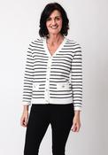 Leo &amp; Ugo Striped Buttoned Cardigan, White and Black image