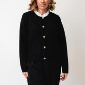 Leo &amp; Ugo Ruffle High Neck Cardigan, Black