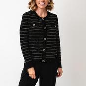 Leo &amp; Ugo Textured Gold Striped Cardigan, Black