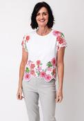 Leo &amp; Ugo Embellished Floral T Shirt, White image