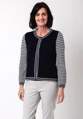 Leo &amp; Ugo Knit Cardigan and Sweater Twinset, Navy and White image