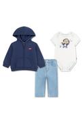 Levi’s Baby Boy Full Zip Hoodie 3 Piece Outfit, Navy image