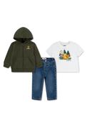 Levi’s Baby Boy Full Zip Hoodie 3 Piece Outfit, Green image