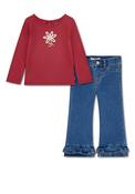 Levi’s Baby Girl Top and Ruffle Jean Set, Red image