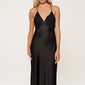 Lingadore Satin Look Halterneck Long Nightdress, Black