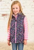 Little Lighthouse Girl Alex Floral Print Waterproof Gilet, Navy image