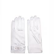 Little People Embellished Floral Satin Communion Gloves, White