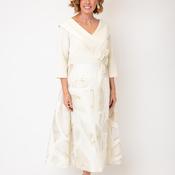 Lizabella Jacqaurd Cape Skirt Long Dress, Gold