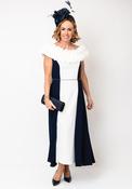 Lizabella Ruffle Bodice Cape Skirt Dress, Navy image
