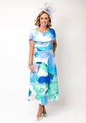 Lizabella Watercolour Print Fit and Flare Dress, Multi image