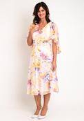 Lizabella Pleated Bodice Floral Print Chiffon Midi Dress, Iris image