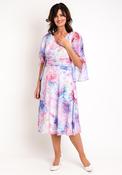 Lizabella Pleated Bodice Floral Print Chiffon Midi Dress, Lilac image