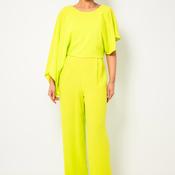 Lizabella Asymmetric Sleeve Wide Leg Jumpsuit, Lime Green