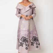 Lizabella Floral Jacquard V Neck Midi Dress, Mauve Pink image