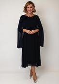 Lizabella Chiffon Sleeve Aline Midi Dress, Navy image