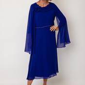 Lizabella Chiffon Sleeve Aline Midi Dress, Indigo
