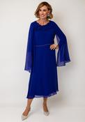 Lizabella Chiffon Sleeve Aline Midi Dress, Indigo image