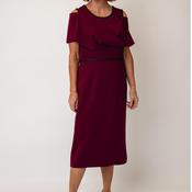 Lizabella Beaded Embellished Drape Pencil Dress, Berry Wine