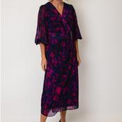 Lizabella Printed Faux Wrap Midi Dress, Purple Multi image