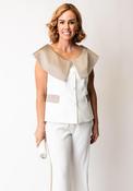 Kate Cooper Off The Shoulder Tailored Top, White and Mink image