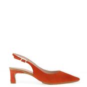 Lodi Chelin Suede Leather Sling Back Heeled Shoes, Burnt Orange
