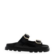 Lodi Leather Double Strap Mule Sandals, Black