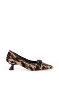 Lodi Casion Cow Print Court Shoe, Brown image
