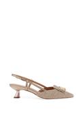 Lodi Woven Sling Back Pointed Toe Heels, Beige image