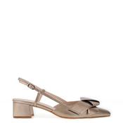 Lodi Dimi Leather Sling Back Tie Heels, Taupe