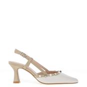Lodi Gulnara Leather Stud Sling Back Heel, Beige image