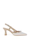 Lodi Gulnara Leather Stud Sling Back Heel, Beige image
