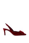 Lodi Nestor Velvet Buckle Detailed Sling Back Heels, Red image