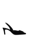 Lodi Nestor Velvet Buckle Detailed Sling Back Heels, Dark Brown image