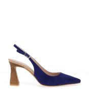 Lodi Risedis Suede Leather Sling Back Heels, Blue