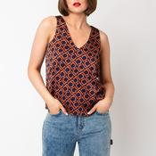Lola Casademunt Monogram V Neck Top, Orange and Navy