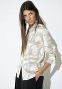 Lola Casademunt Geo Print Satin Shirt, Cream image