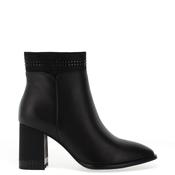 Loretta Vitale Leather Diamante Trim High Heeled Boots, Black