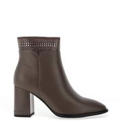 Loretta Vitale Leather Diamante Trim High Heeled Boots, Grey