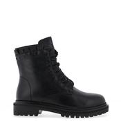 Loretta Vitale Ruffle Trim Leather Boots, Black