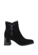 Loretta Vitale Embellished Frill Heeled Ankle Boots, Black image