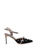 Loretta Vitale Suede Diamante Stud High Heels, Black image