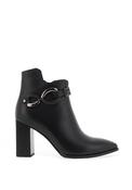 Loretta Vitale Leather Diamante Charm Heeled Boots, Black image