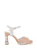 Loretta Vitale Leather Floral Heeled Sandals, Pink image