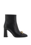 Loretta Vitale Leather Chain Block Heeled Boots, Black image