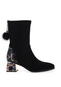Loretta Vitale Leather Suede Diamante Heeled Boots, Black image